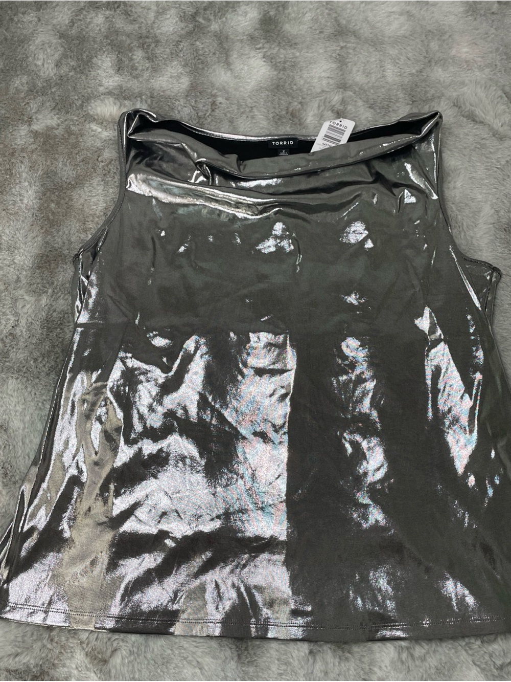 Torrid NWT Liquid Shine Top Shirt Blouse Womens Plus Size 2X Silver-0294
